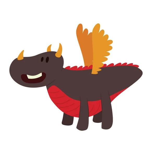 Dragón negro divertido — Vector de stock