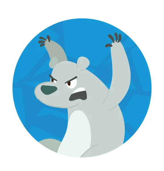 둥근 아이스 프레임, 누군가가 무서운 귀여운 북극곰 — 스톡 벡터