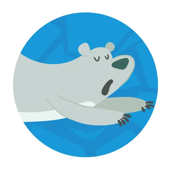 Runda is ram, Söt isbjörn liggande på magen — Stock vektor