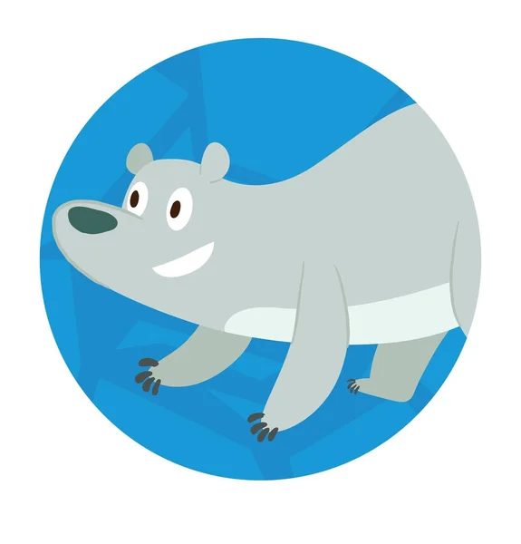 Cadre de glace rond, ours polaire mignon debout sur quatre pattes — Image vectorielle