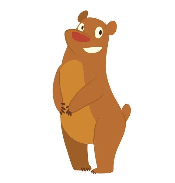 Söt brun Björn stående och ler — Stock vektor