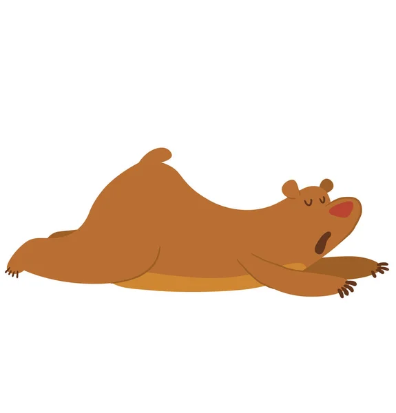 Słodkie niedźwiedź brunatny, leżąc na brzuchu — Wektor stockowy