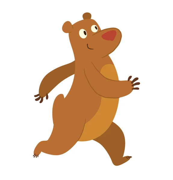 どこかを歩いてかわいい茶色のクマ — ストックベクタ
