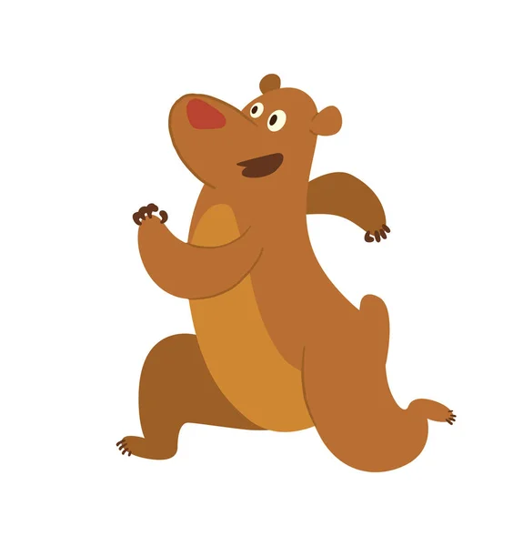 Urso marrom bonito correndo em algum lugar —  Vetores de Stock
