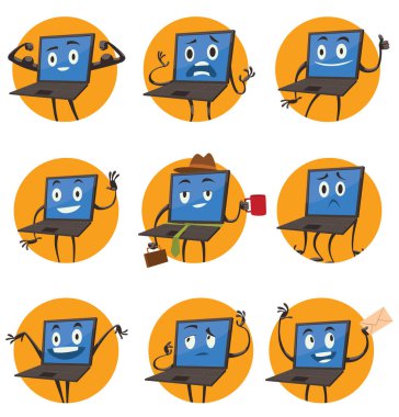 Siyah dizüstü bilgisayarlar ile yuvarlak çerçeve kümesi