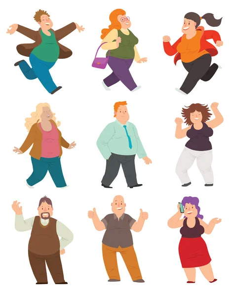 Conjunto de personas felices con sobrepeso — Archivo Imágenes Vectoriales