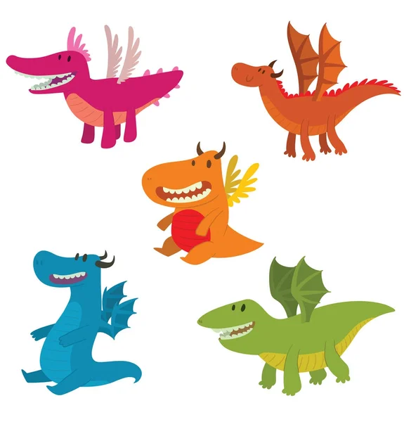 Set of funny dragons — Stock Vector