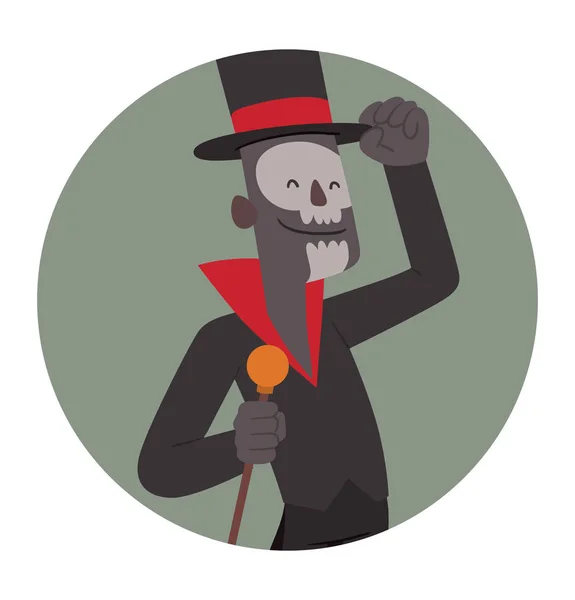 Round frame, Baron Samedi greeting someone — Stock Vector