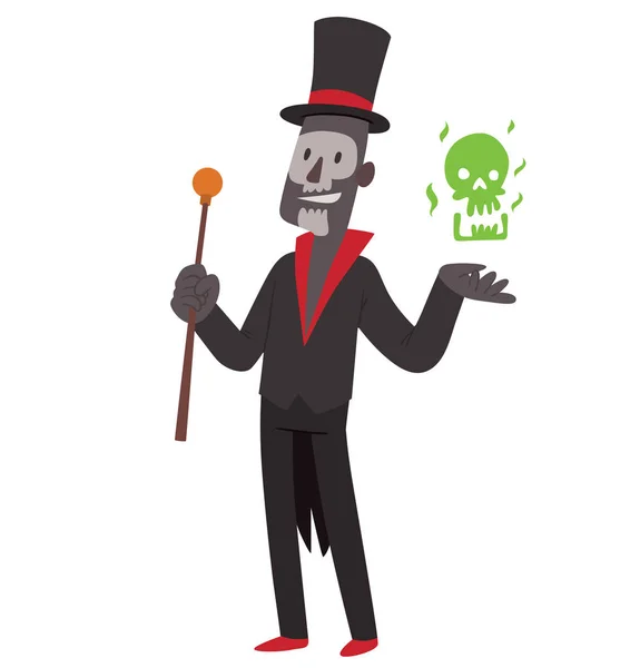 Baron Samedi met een groene schedel — Stockvector