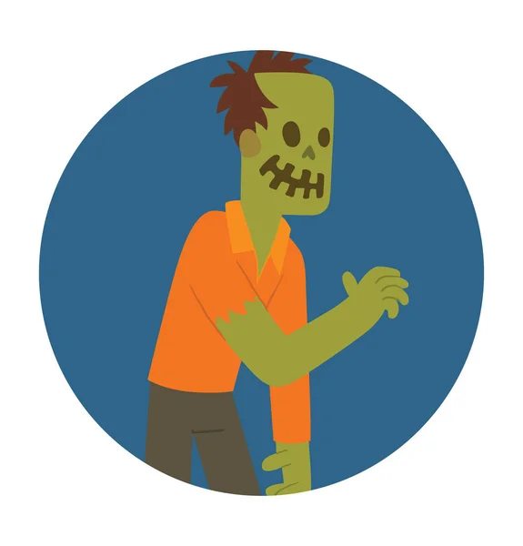 Round blue frame, funny zombie standing — Stock Vector