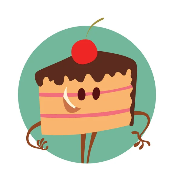 Moldura redonda, pedaço engraçado de bolo — Vetor de Stock