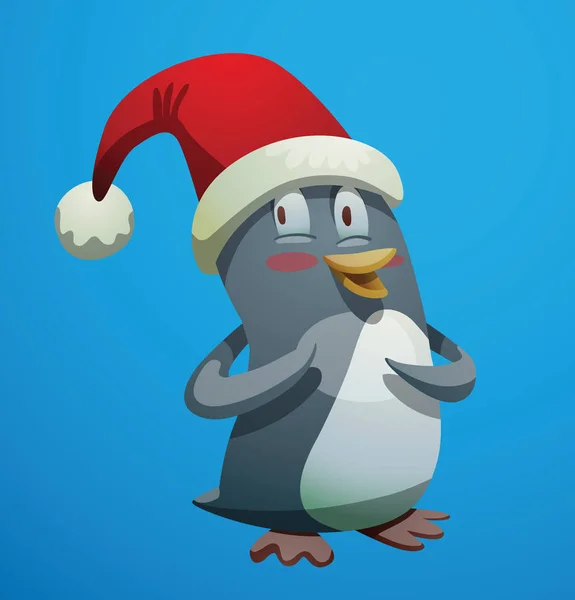 Drôle pingouin de Noël debout embarrassé — Image vectorielle