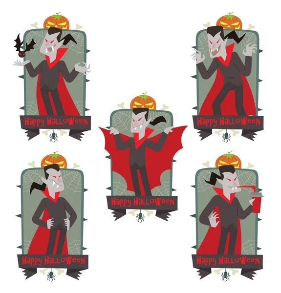 Conjunto de emblemas con vampiros divertidos — Vector de stock