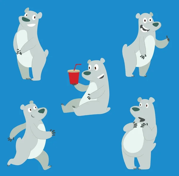 Zestaw ładny niedźwiedzie polarne — Wektor stockowy