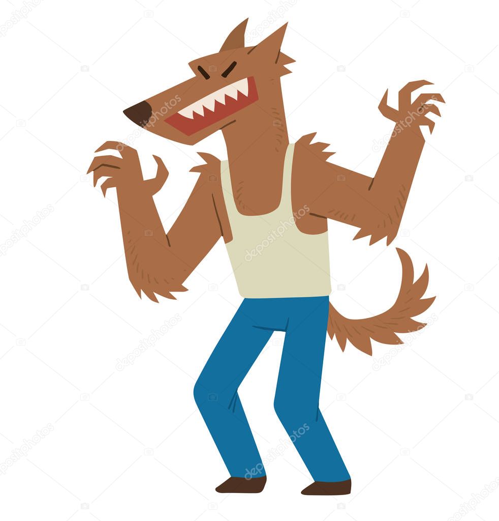 Funny werewolf frightening someone