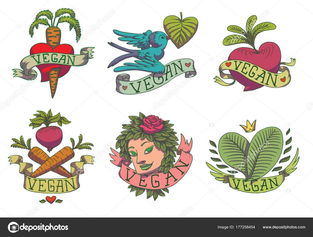 Vegan tattoo Vector Art Stock Images | Depositphotos
