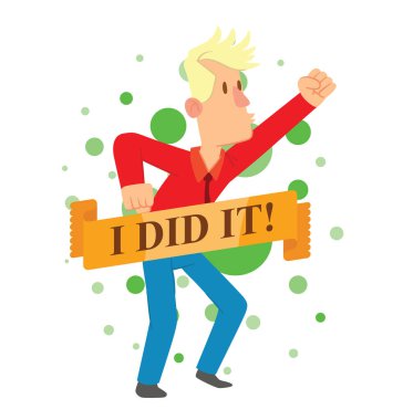 Amblem, sarı saçları ile mutlu genç adam