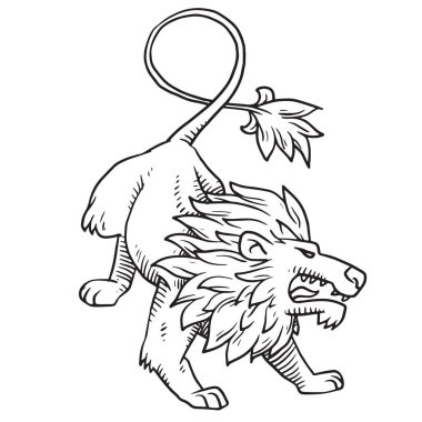 Hanedan birine, tek renkli stil kükreyen aslan