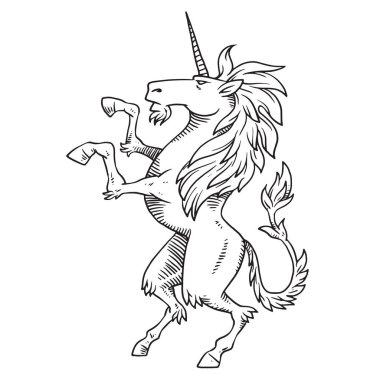 Hanedan zorlu tek boynuzlu at çevirmek sol, tek renkli stil