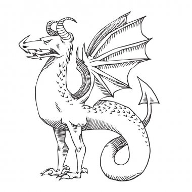 Hanedan ejderha iki pençesi ile çevirmek sol, tek renkli stil