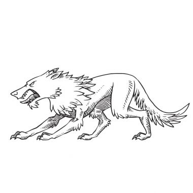 Hanedan kurt ayakta sola döndü ve hırıltı, tek renkli styl