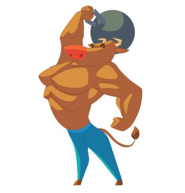 Spor salonunda, boğa hayvanlar 