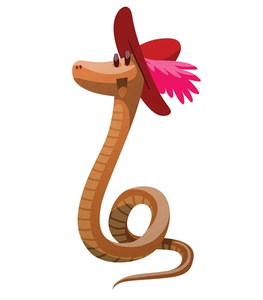 Funny orange orm med röd hatt — Stock vektor