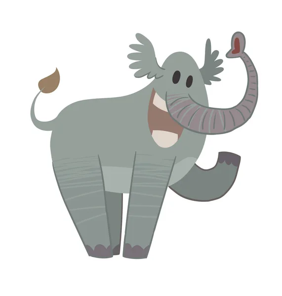 Αστεία γκρι ελέφαντας κουνώντας το πόδι του — Διανυσματικό Αρχείο