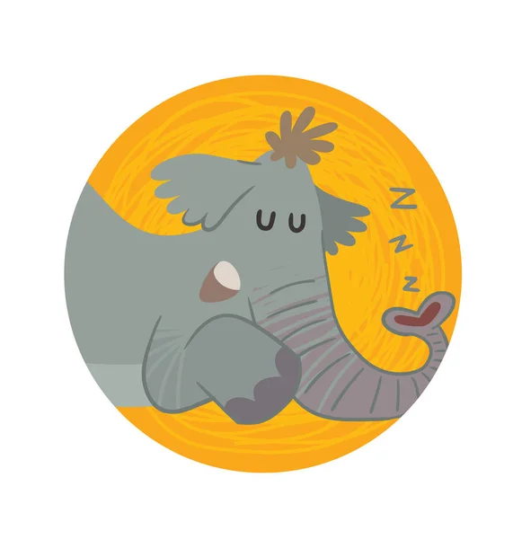 Κυκλικό πλαίσιο, αστεία γκρι ελέφαντας στον ύπνο — Διανυσματικό Αρχείο