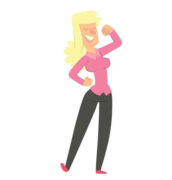 Glückliche junge Frau mit langen blonden Haaren — Stockvektor