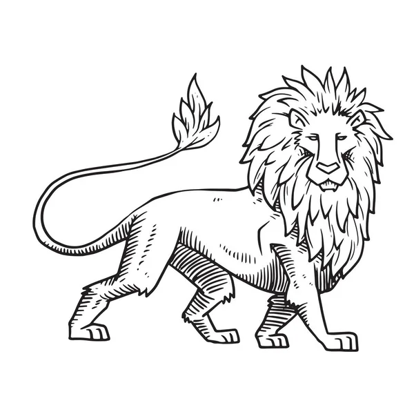 Геральдический лев повернул направо, монохромный стиль — стоковый вектор