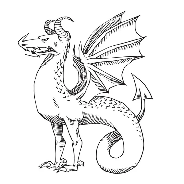 Hanedan ejderha iki pençesi ile çevirmek sol, tek renkli stil