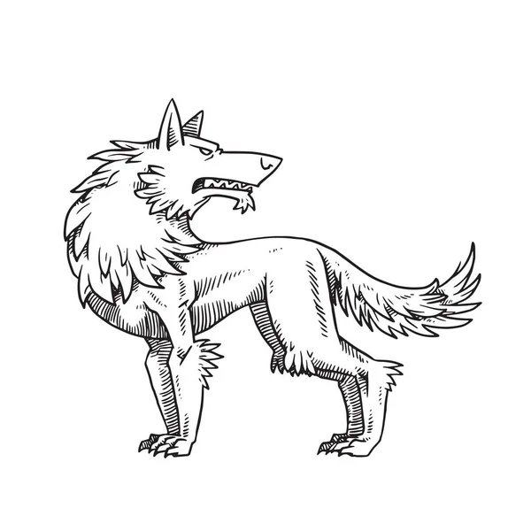 Εραλδικά λύκος αναζητούν πίσω από την πλάτη, μονόχρωμη στυλ — Διανυσματικό Αρχείο