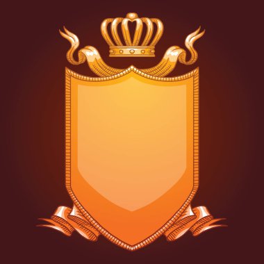 Bir taç ve kurdeleler, renkli görüntü ile hanedan kalkan