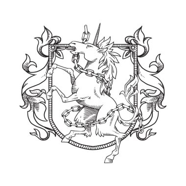 Zincirler, Hat sanatı dolaşmış unicorn ile hanedan kalkan