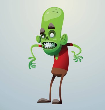 Komik yeşil zombi ayakta