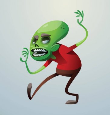 Komik yeşil zombi birine gizlice yaklaşmak
