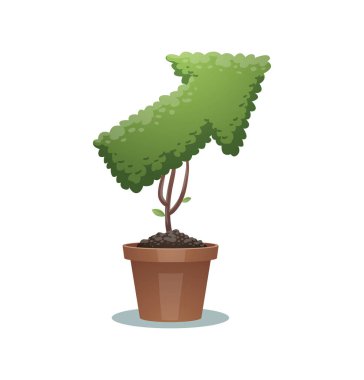 Yeşil bonsai ağacı, yukarı ok