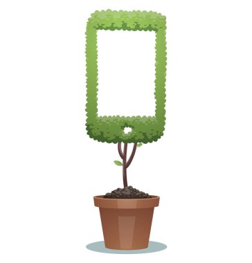 Yeşil bonsai ağacı, smartphone