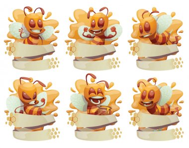 Tatlım Amblemler komik erkek arılar ile kümesi