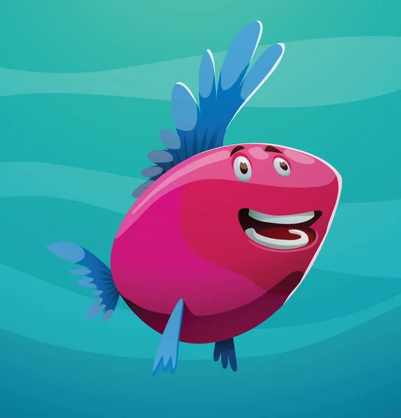 Cute bright pink fish — Stock Vector