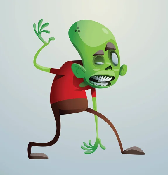 Zombie vert drôle regardant vers la droite — Image vectorielle
