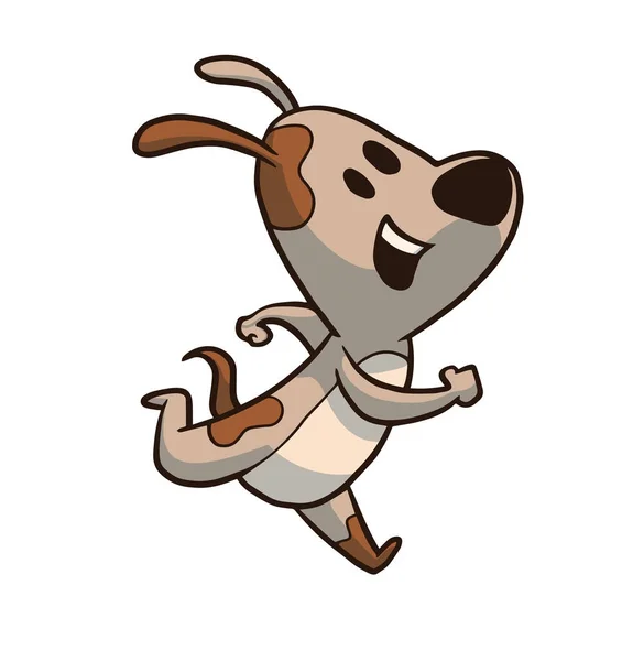 奔跑动物, 逗人喜爱的白色棕色狗 — 图库矢量图片