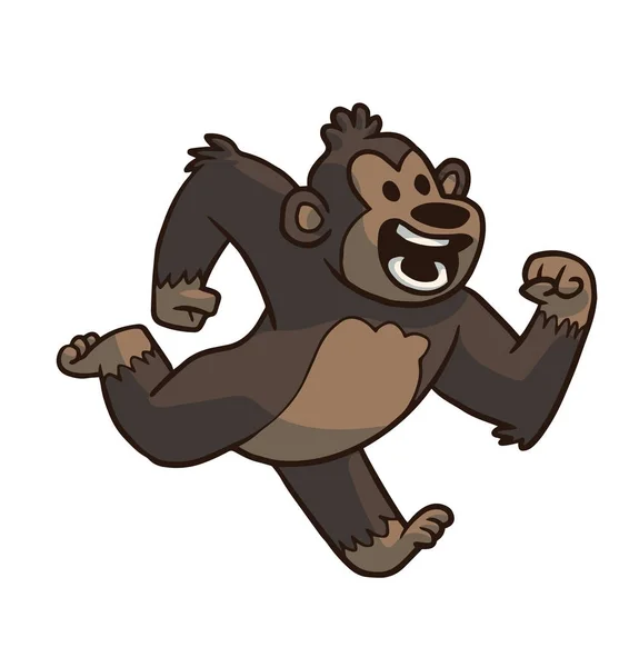 Correr animales, lindo gorila marrón — Archivo Imágenes Vectoriales