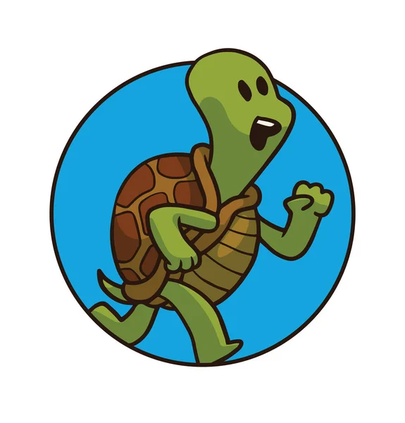Animales corriendo, marco redondo con linda tortuga verde-marrón — Archivo Imágenes Vectoriales