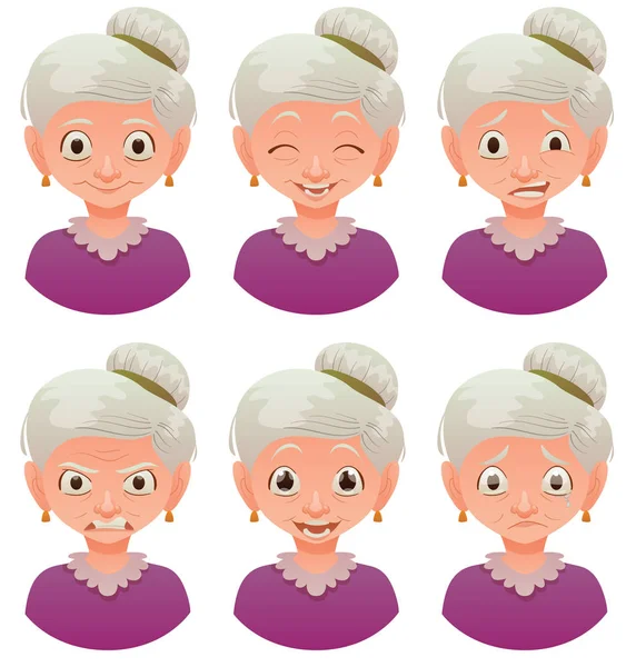 Gesichtszüge alter Frauen — Stockvektor