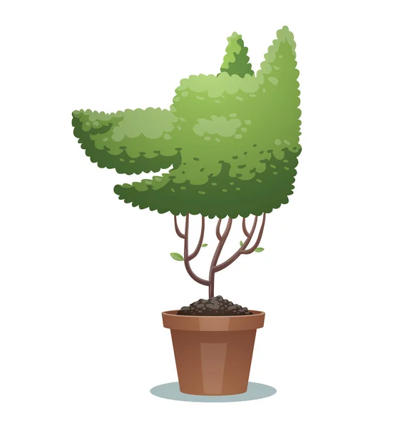 Зеленое дерево бонсай, собачья голова — стоковый вектор