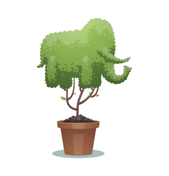 Groene bonsai boom, olifant — Stockvector