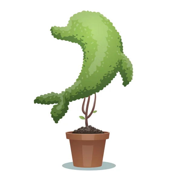 Groene bonsai boom, dolfijn — Stockvector