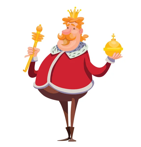 滑稽的肥胖国王与红色头发和胡子 — 图库矢量图片